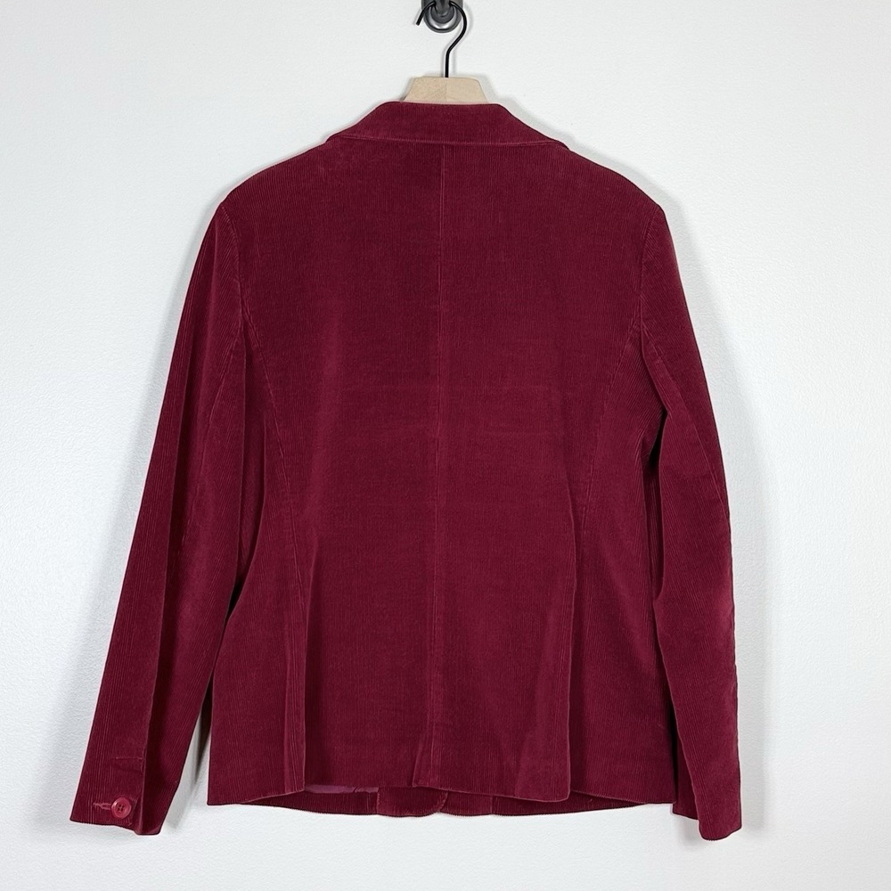 L.L.Bean Womens Corduroy Blazer Size 10 Reg Burgundy Lined Vintage Academia - Picture 2 of 10